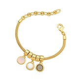 PULSEIRA ESTILO BERLOQUE TRIO DE PEDRAS NATURAIS DOURADO